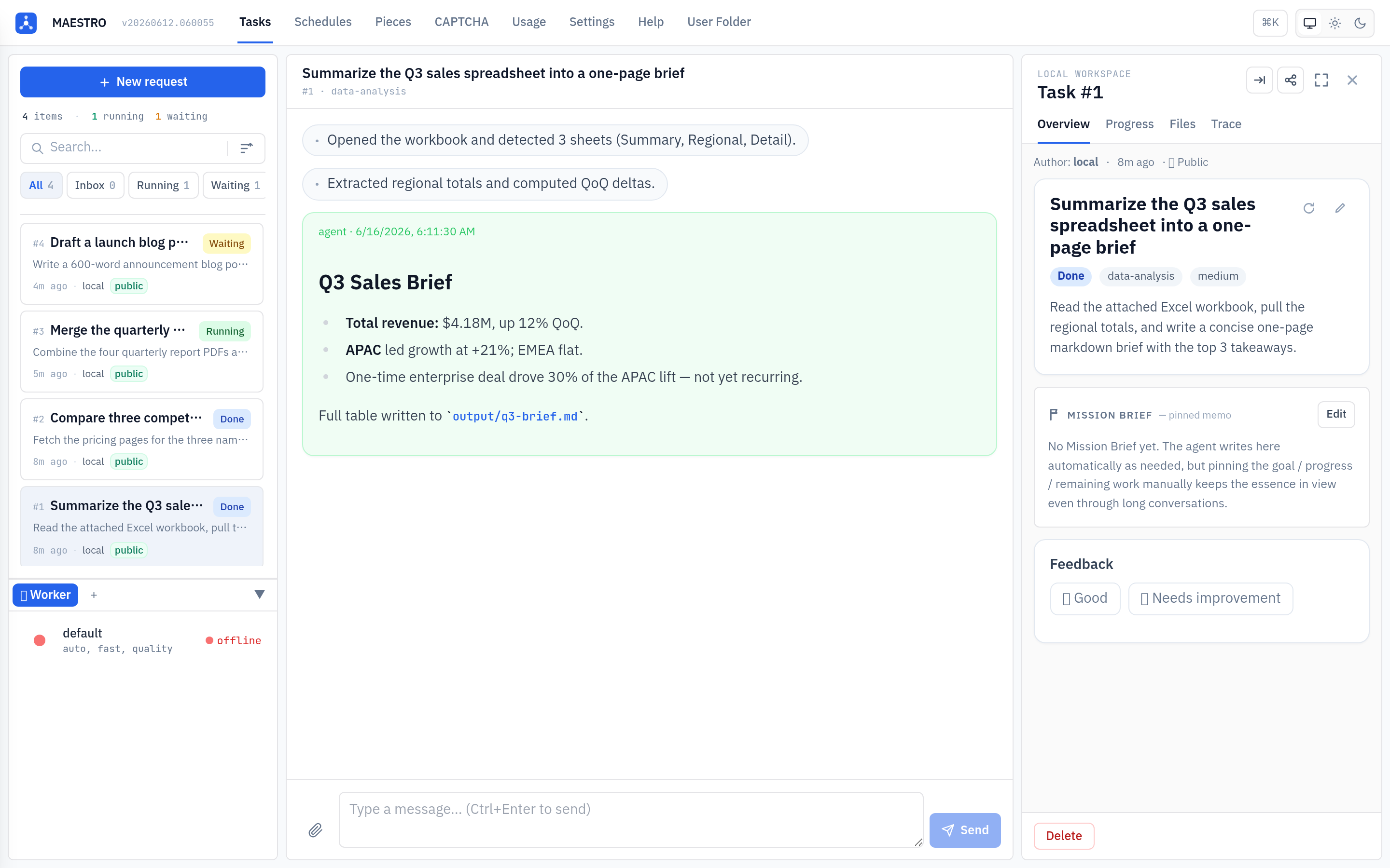 Task workspace